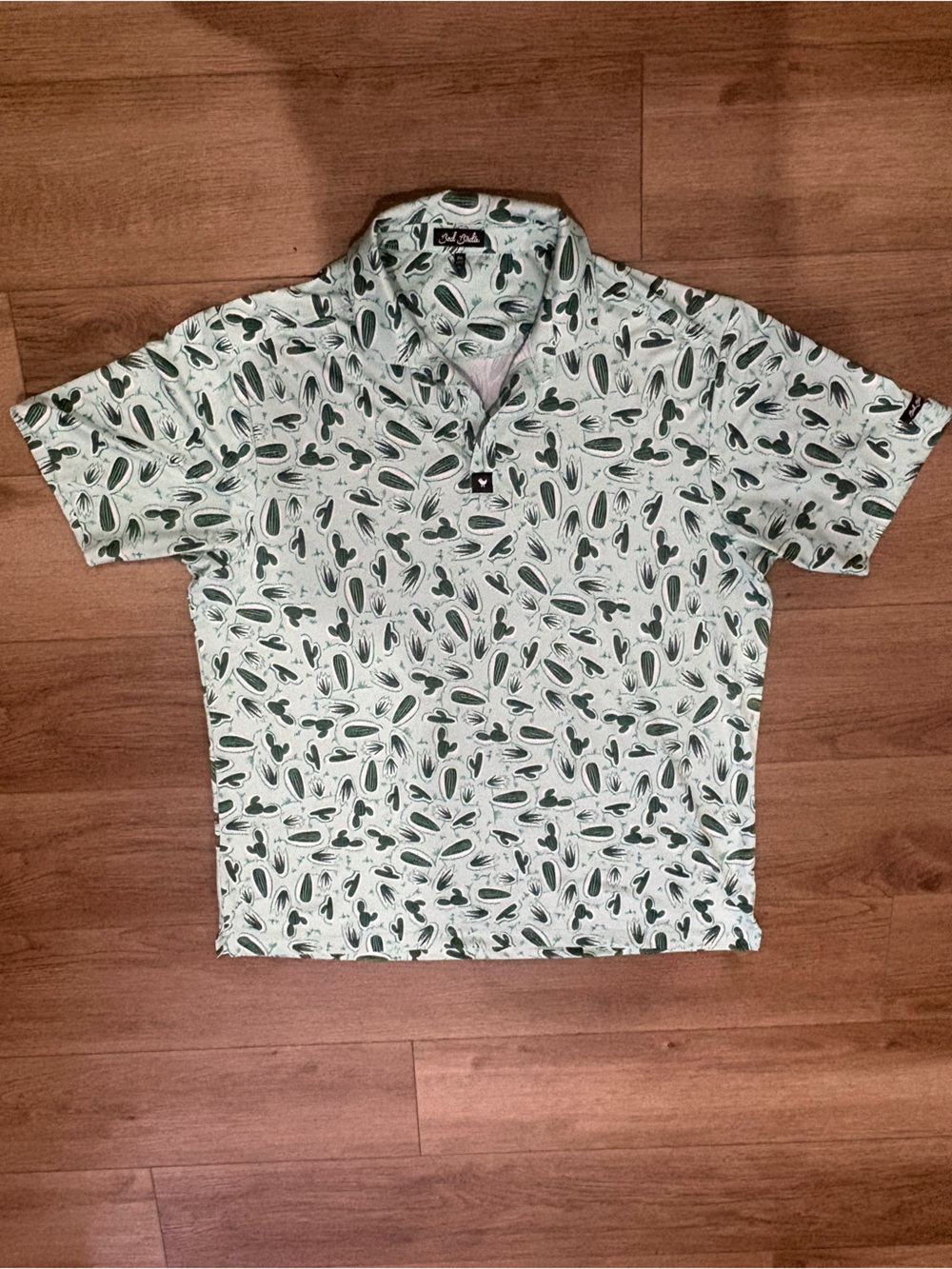 Bad Birdie Green & White Cactus Golf Polo